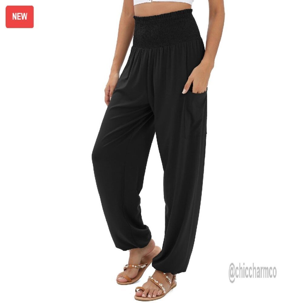 High Waist Harem Yoga Pants with Pockets, Soft & Lightweight